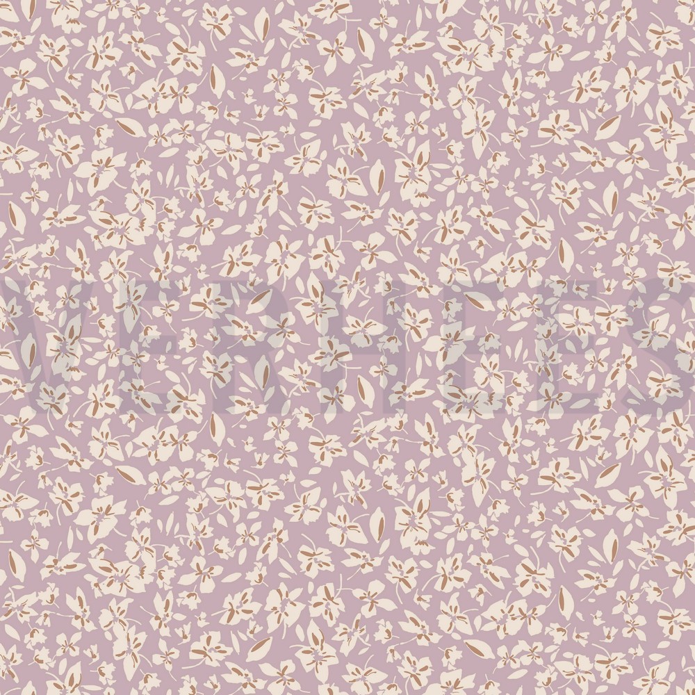 VISCOSE ROSELLA STRETCH FLOWERS LIGHT LILAC