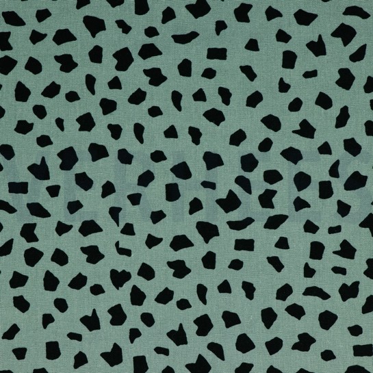 LINEN VISCOSE WASHED DOTS OLD GREEN #7