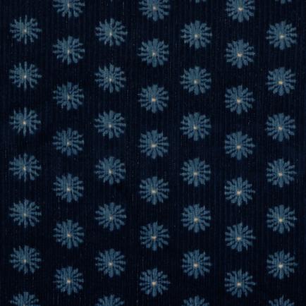 GEWASSEN RIBCORDUROY BLOEMEN MARINEBLAUW (hover)