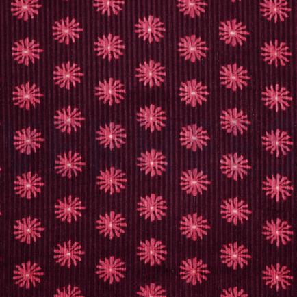 GEWASSEN RIBCORDUROY BLOEMEN AUBERGINE (hover)