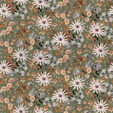 SWEAT DIGITAL FLEURS VERT FORÊT (hover)