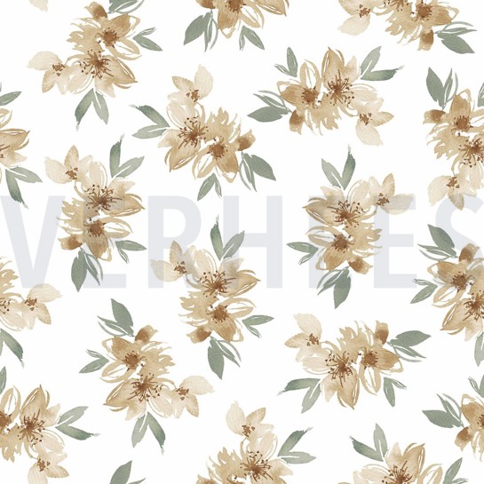 JERSEY DIGITAL BLUMEN UND BLÄTTER WEISS/GRÜN #7