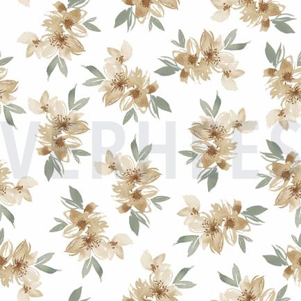 JERSEY DIGITAL FLEURS ET FEUILLES BLANC/VERT (hover)