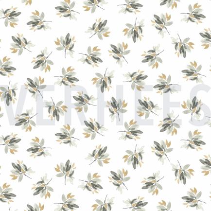 JERSEY DIGITAL FLEURS ET FEUILLES BLANC/VERT (hover)