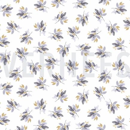 JERSEY DIGITAL FLEURS ET FEUILLES BLANC/LAVANDE (hover)