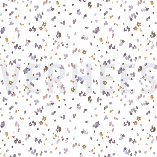 JERSEY DIGITAL FLEURS ET FEUILLES BLANC/LAVANDE #7