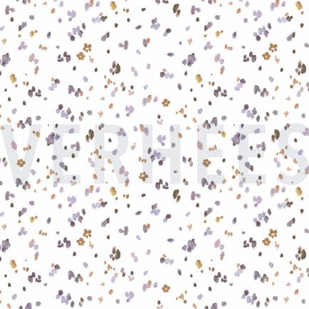 JERSEY DIGITAAL BLOEMEN EN BLADEREN WIT/LAVENDEL (hover)