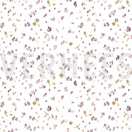 JERSEY DIGITAL FLEURS ET FEUILLES VIEUX ROSÉ PÂLE (hover)
