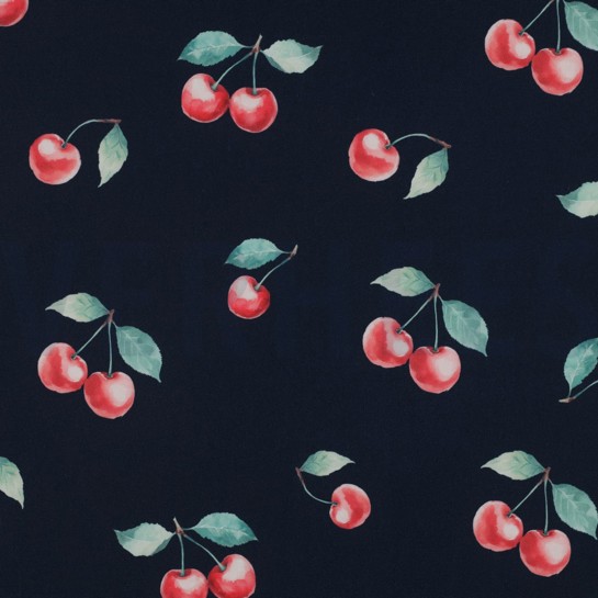 TABLECLOTH DIGITAL WATER REPELLENT CHERRIES NAVY #7