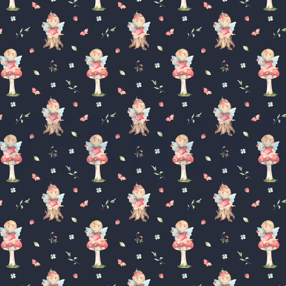 KATOENEN POPLIN DIGITAAL LIEVE ELF MARINEBLAUW