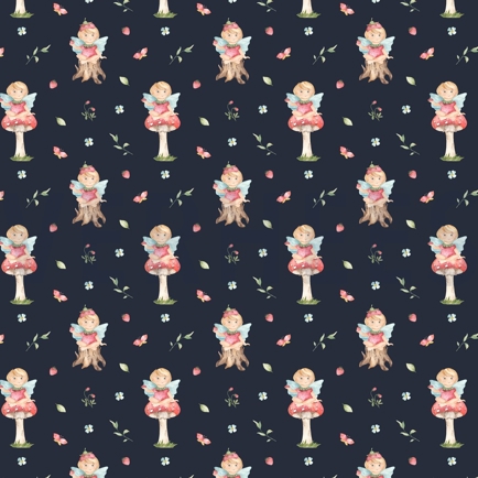 BAUMWOLLE POPELINE DIGITAL SÜSSER ELF MARINEBLAU (hover)