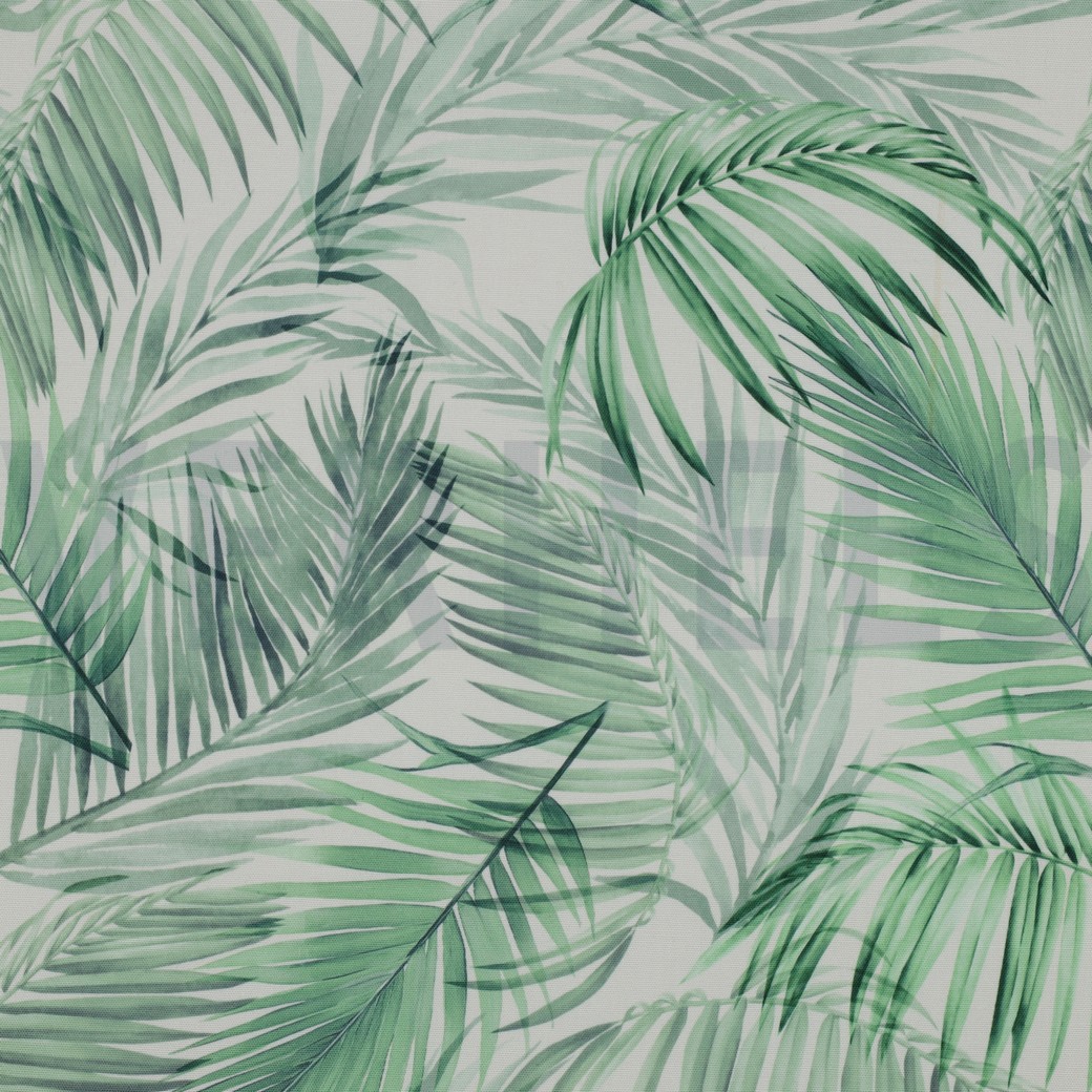 TISCHDECKE DIGITAL WASSERABWEISEND BLÄTTER WEISS