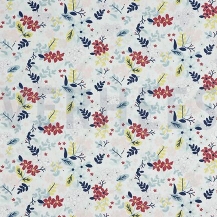 KATOENEN POPLIN GLITTER BLOEMEN WIT (hover)
