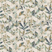 LINEN JERSEY DIGITAL LEAVES OLD GREEN/OCHRE (thumbnail)