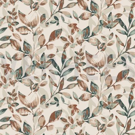 LINNEN JERSEY DIGITAAL BLADEREN TERRACOTTA (hover)