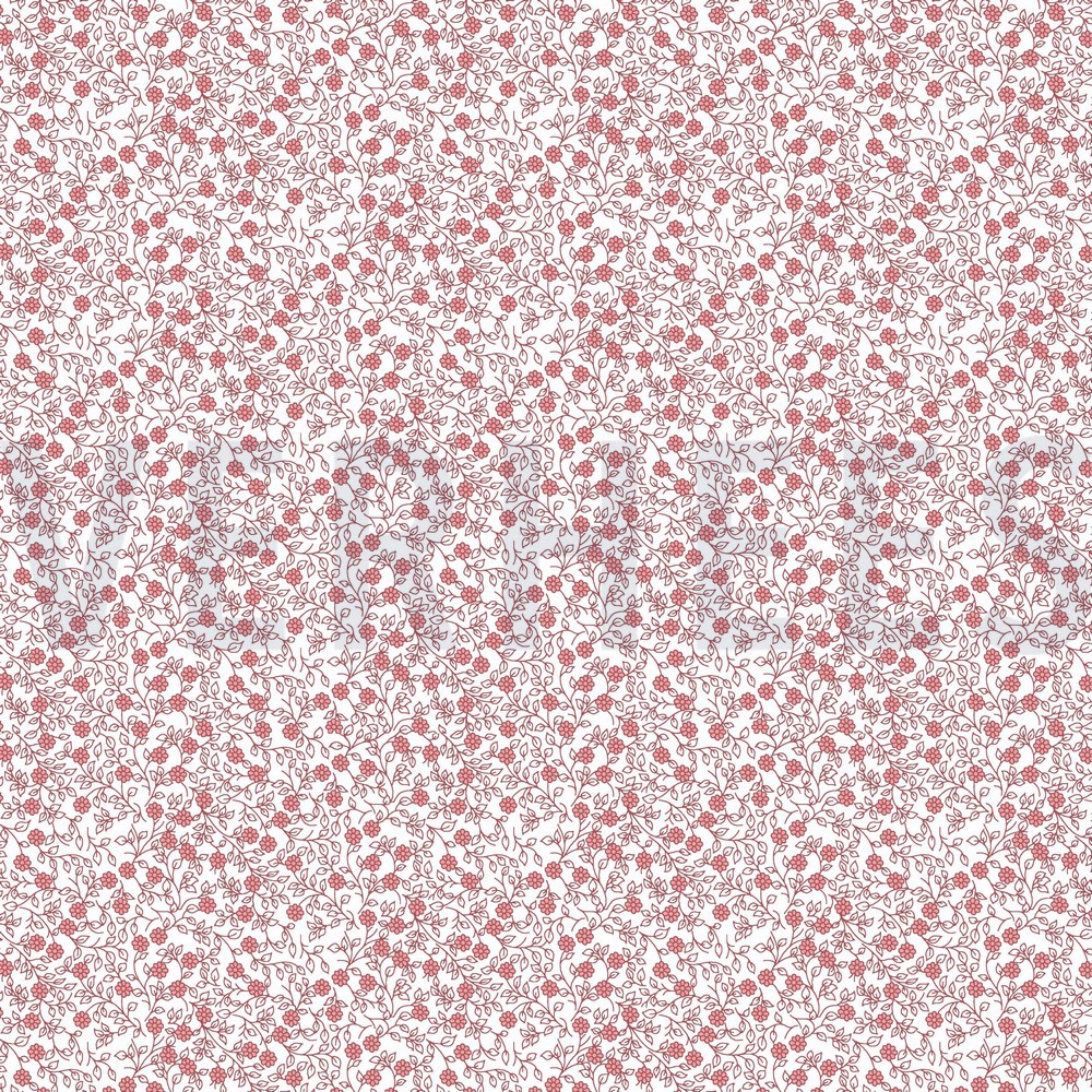 KATOENEN POPLIN MINIMALS WIT / DONKERROZE