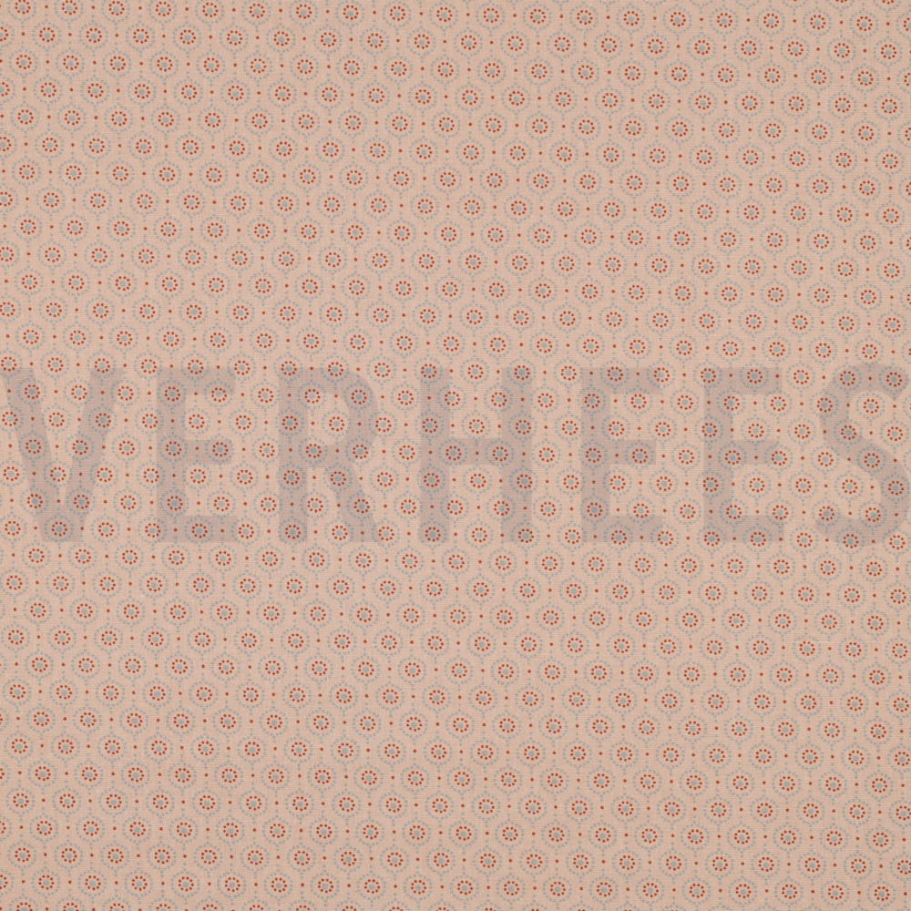 BAUMWOLLE POPELINE BLUMEN UND PUNKTE PUDER