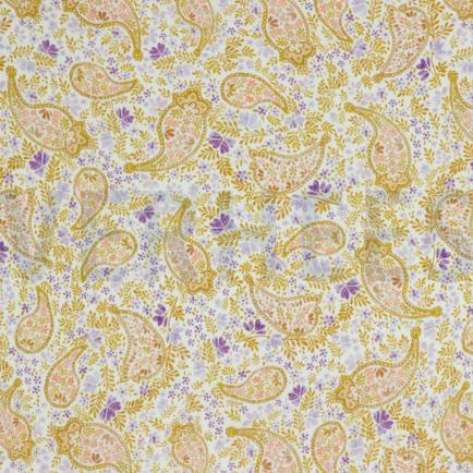 DOUBLE GAUZE DIGITAL PAISLEY WHITE/LAVENDER (hover)