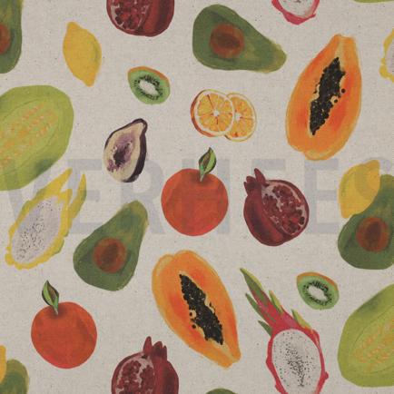 TOILE DÉCORATION LIN LOOK DIGITAL FRUITS NATUREL (hover)