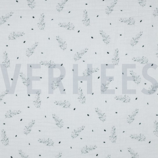 MUSSELIN GOTS DIGITAL WALD WEISS #7