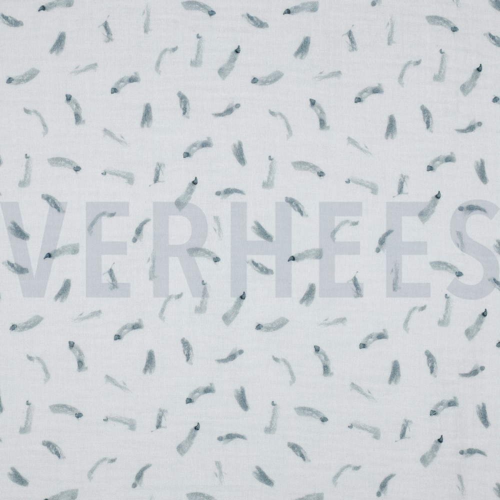 DOUBLE GAUZE GOTS DIGITAL FOREST WHITE