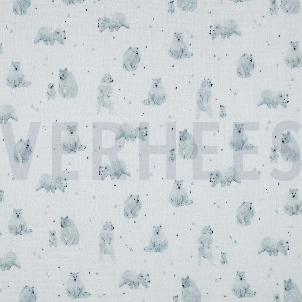 MUSSELIN GOTS DIGITAL WALD WEISS