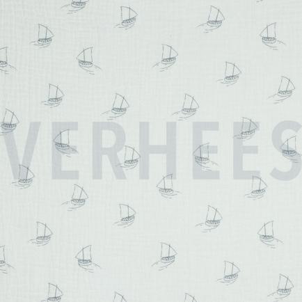 DOUBLE GAZE DE COTON BATEAUX BLANC (hover)