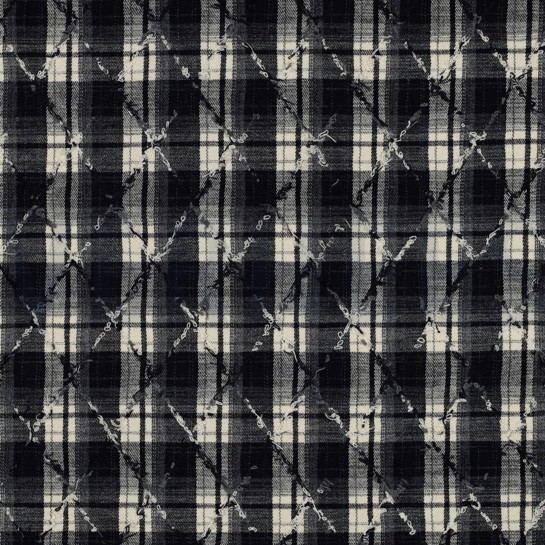 BRUSHED YARN DYED CHECKS EMBROIDERY NAVY #7