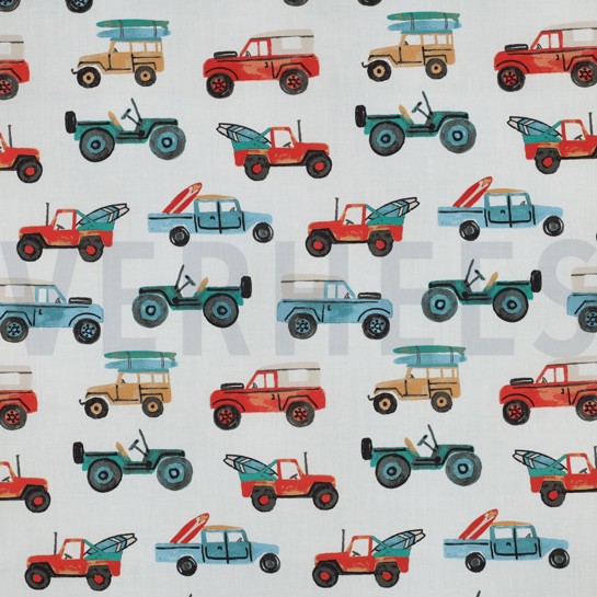 FINE POPLIN DIGITAL CARS WHITE #7
