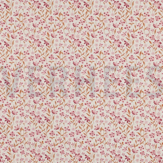 BAUMWOLLE POPELINE BLUMEN ROSA #7