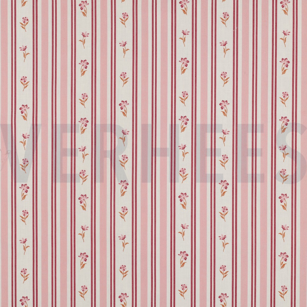 BAUMWOLLE POPELINE BLUMEN ROSA