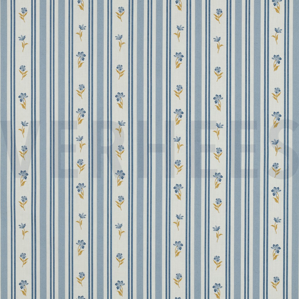 FINE POPLIN FLOWERS BLUE