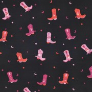 FEIN GEWEBTE BAUMWOLLPOPELINE COWBOYSTIEFEL SCHWARZ (thumbnail)