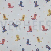 FEIN GEWEBTE BAUMWOLLPOPELINE COWBOYSTIEFEL WEISS (thumbnail)