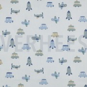 KATOENEN POPLIN VOERTUIGEN WIT (thumbnail)