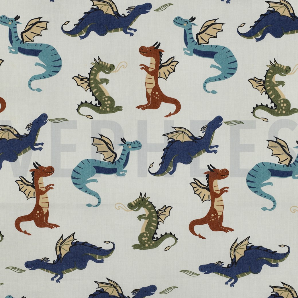 FINE POPLIN DRAGONS OFFWHITE