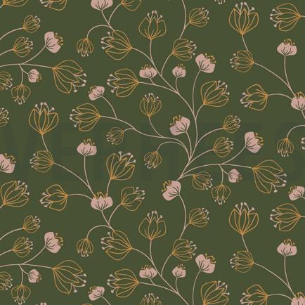 JERSEY FLOWERS FOREST GREEN (hover)