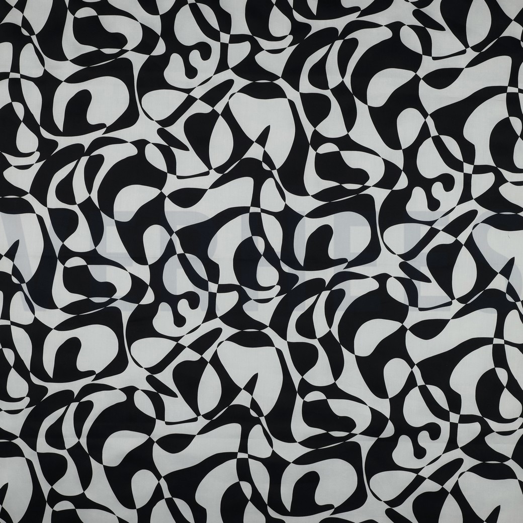 KATOEN SATIJN ABSTRACT ZWART
