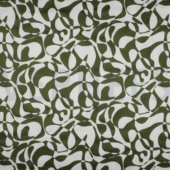 BAUMWOLLE SATIN ABSTRACT ARMEEGRÜN #7