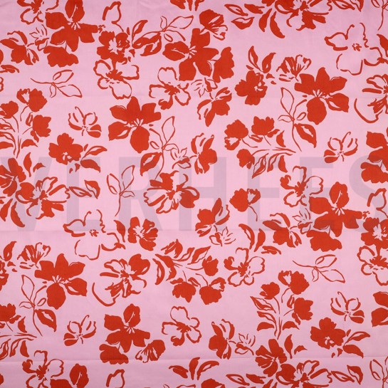 COTON SATIN FLEURS ROSE CLAIR #7