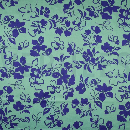 COTON SATIN FLEURS SAUGE #7