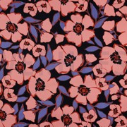 KATOEN SATIJN BLOEMEN MARINEBLAUW (thumbnail)