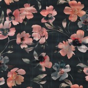 BAUMWOLLE SATIN DIGITAL BLUMEN DUNKEL PETROL (thumbnail)