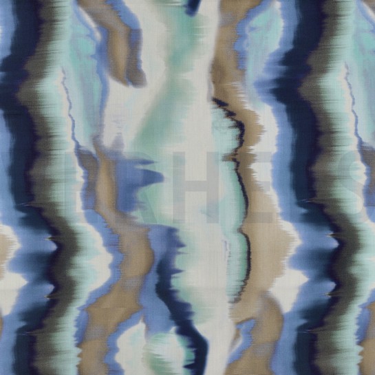 COTON SATIN DIGITAL RAYURES BLEU #7