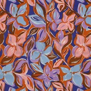 COTTON VISCOSE FLOWERS DARK PETROL (thumbnail)
