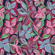 COTON VISCOSE FLEURS VERT (thumbnail)