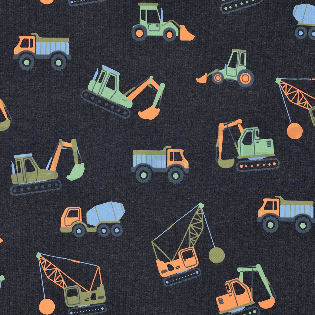 JERSEY MÉLANGE NEON VÉHICULES DE CONSTRUCTION BLEU MARINE