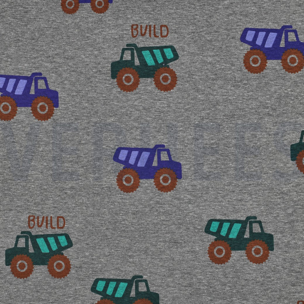 JERSEY MELANGE CONSTRUCTION VEHICLES GREY