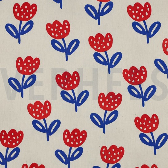 BAUMWOLLE POPELINE GOTS NATURAL GROSSE BLUMEN NATUR #7