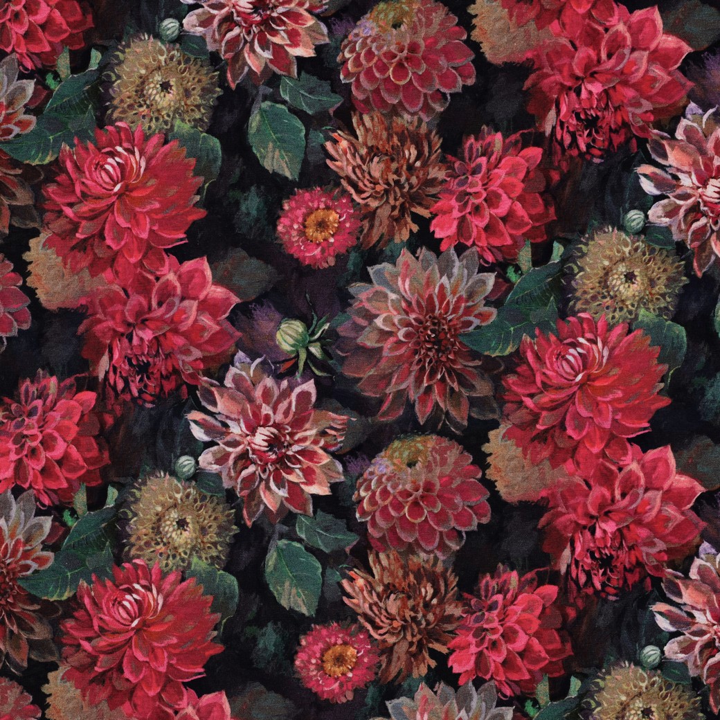 JERSEY DIGITAL FLOWERS FUCHSIA